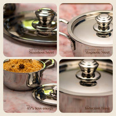 Stainless Steel Triply Stock Pot/Biryani Pot with SS Lid