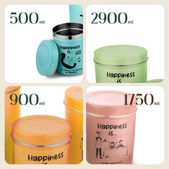 “ChromaJars” Stainless Steel Stylish Coloured Storage Containers (Set of 4 - 500ml, 900ml, 1750ml & 2900ml)