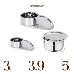 Stainless Steel Patila/Tope/Tasla with Capsulated Induction bottom and SS Lid.