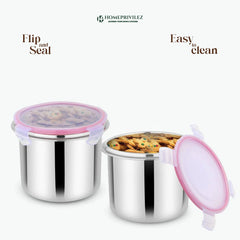 "Flip & Seal" Stainless Steel Airtight Storage Container