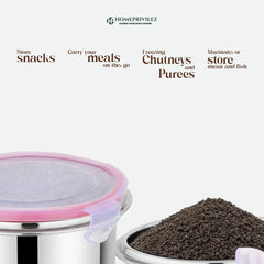 "Flip & Seal" Stainless Steel Airtight Storage Container (Set of 3)