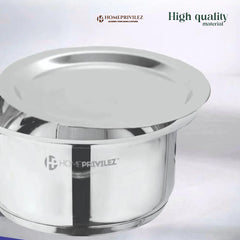 Stainless Steel Patila/Tope/Tasla with Capsulated Induction bottom and SS Lid.