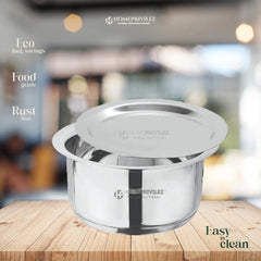 Stainless Steel Patila/Tope/Tasla with Capsulated Induction bottom and SS Lid.