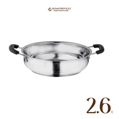 Stainless Steel Kadhai with capsulated induction bottom (Bakelite handle) with SS Lid