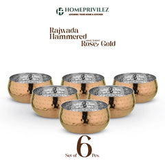 Rajwada Rose Gold Hammered Steel Katori (6 pcs set)
