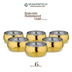 Rajwada Hammered Gold Stainless Steel Katori (Set of 6 pcs)