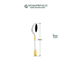 Luna cutlery-Stainless Steel and gold coated 24 pcs set in Stainless Steel stand with wooden base