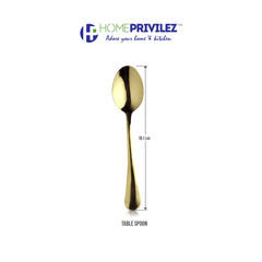 Aster Stainless Steel PVD Gold Cutlery with Wooden Base (set of 24 pcs)