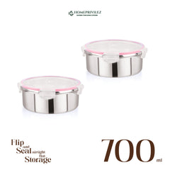 "Flip & Seal" Stainless Steel Airtight Flat Storage Container (Set of 2)