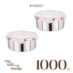 "Flip & Seal" Stainless Steel Airtight Flat Storage Container (Set of 2)