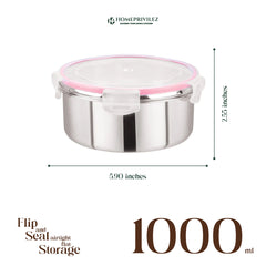 "Flip & Seal" Stainless Steel Airtight Flat Storage Container (Set of 2)