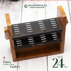 Daisy Cutlery with Wooden Stand