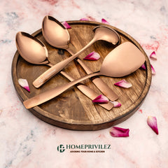 "Athens" Rose Gold-Stainless Steel Serving Spoon (Set of 4pcs)