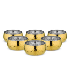 Rajwada Hammered Gold Stainless Steel Katori (Set of 6 pcs)