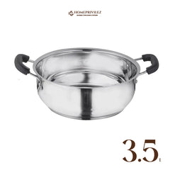 Stainless Steel Kadhai with capsulated induction bottom (Bakelite handle) with SS Lid