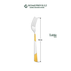 Luna cutlery-Stainless Steel and gold coated 24 pcs set in Stainless Steel stand with wooden base