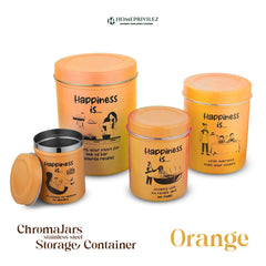 “ChromaJars” Stainless Steel Stylish Coloured Storage Containers (Set of 4 - 500ml, 900ml, 1750ml & 2900ml)