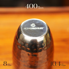 Rajwada Hammered Steel Glass - Silver (Set of 6)