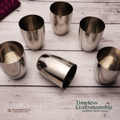 Rajwada Plain Steel Glass (Set of 6)