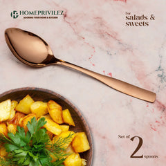 "Athens" Rose Gold-Stainless Steel Serving Spoon (Set of 4pcs)