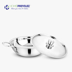 Stainless Steel Triply Kadhai with SS Lid