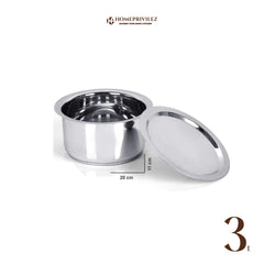 Stainless Steel Patila/Tope/Tasla with Capsulated Induction bottom and SS Lid.