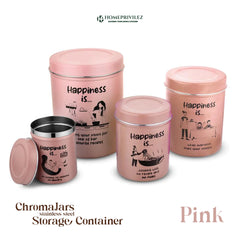 “ChromaJars” Stainless Steel Stylish Coloured Storage Containers (Set of 4 - 500ml, 900ml, 1750ml & 2900ml)
