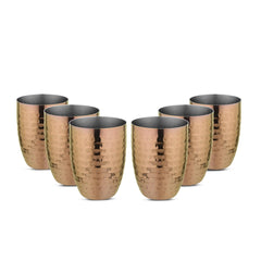 Rajwada Hammered Steel Glass - Rose Gold (Set of 6)