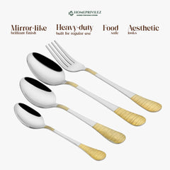 Nora Stainless Steel Gold Coated Cutlery with Stand (Set of 24)