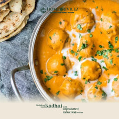 Stainless Steel Kadhai with Capsulated Induction bottom (SS Handle) with SS Lid.