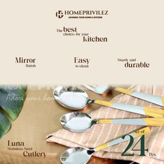 Luna Cutlery with Wooden Stand (Set of 24 pcs)