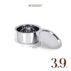 Stainless Steel Patila/Tope/Tasla with Capsulated Induction bottom and SS Lid.