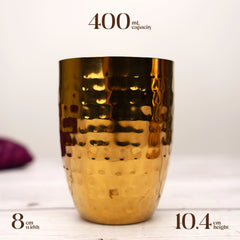Rajwada Hammered Steel Glass - Gold (Set of 6)