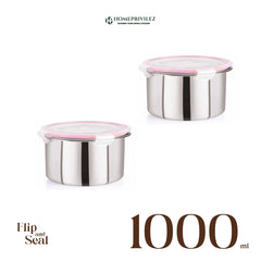 "Flip & Seal" Stainless Steel Air Tight Storage Container - Set of 2