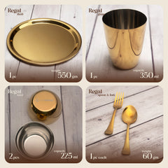 “Regal” Stainless Steel Thali Set/Dinner Set - Gold