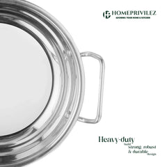 Stainless Steel Kadhai with Capsulated Induction bottom (SS Handle) with SS Lid.