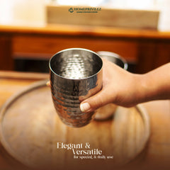 Rajwada Hammered Steel Glass - Silver (Set of 6)