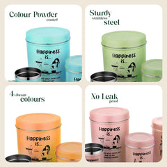 “ChromaJars” Stainless Steel Stylish Coloured Storage Containers (Set of 4 - 500ml, 900ml, 1750ml & 2900ml)