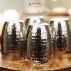 Rajwada Hammered Steel Glass - Silver (Set of 6)