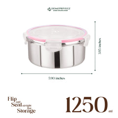 "Flip & Seal" Stainless Steel Airtight Flat Storage Container