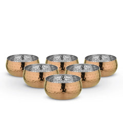 Rajwada Rose Gold Hammered Steel Katori (6 pcs set)