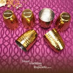 Rajwada Hammered Steel Glass - Gold (Set of 6)