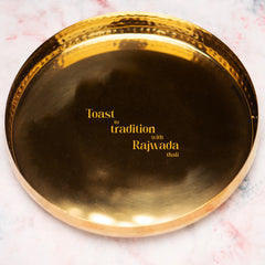 Rajwada Stainless Steel Thali Set - Gold Hammered (Set of 8 pcs)