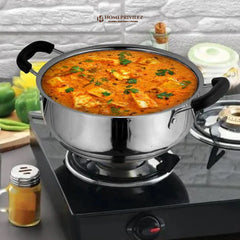 Stainless Steel Kadhai with capsulated induction bottom (Bakelite handle) with SS Lid