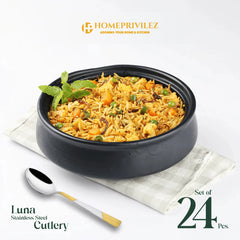 Luna Cutlery with Wooden Stand (Set of 24 pcs)