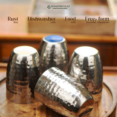 Rajwada Hammered Steel Glass - Silver (Set of 6)