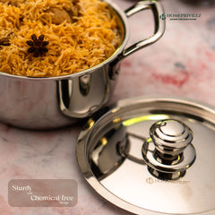 Stainless Steel Triply Stock Pot/Biryani Pot with SS Lid
