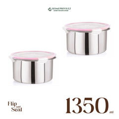 "Flip & Seal" Stainless Steel Air Tight Storage Container - Set of 2