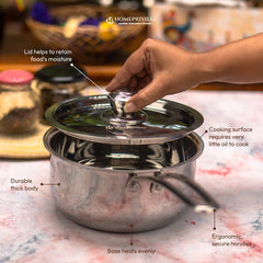 Stainless Steel Triply Saucepan with SS Lid