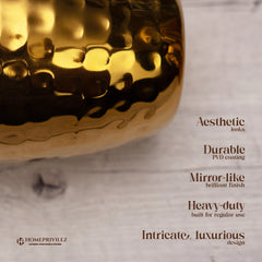 Rajwada Hammered Steel Glass - Gold (Set of 6)